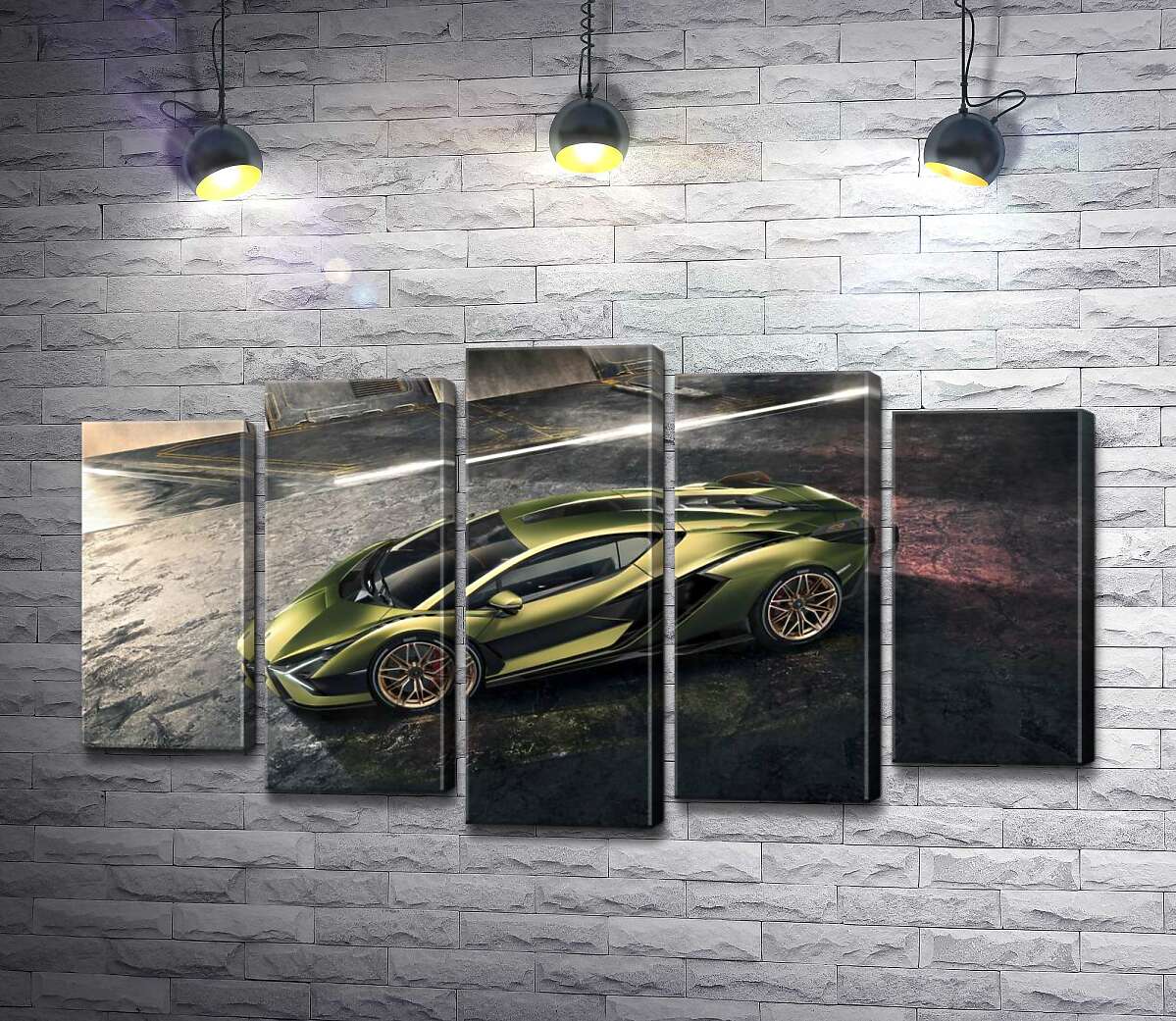 модульна картина Автомобіль супергібрид Ламборгіні (Lamborghini Sian) (Модуль №4)