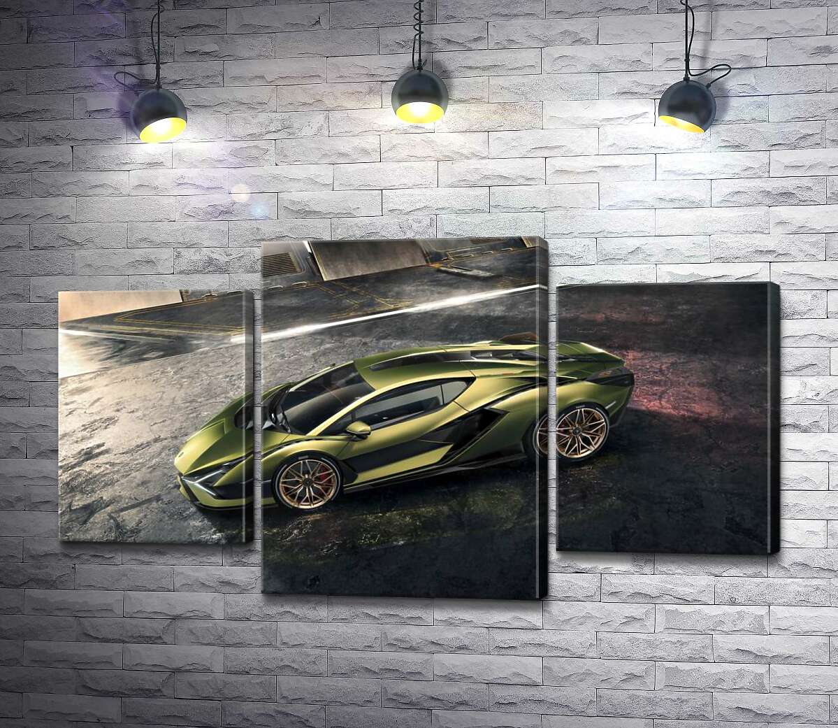 модульна картина Автомобіль супергібрид Ламборгіні (Lamborghini Sian) (Модуль №10)