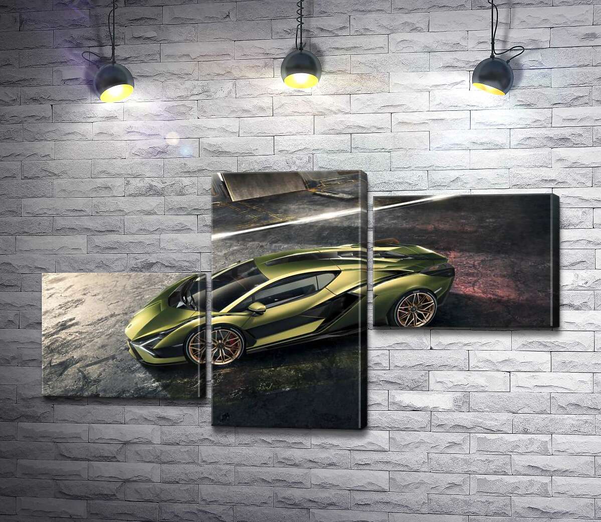 модульная картина Автомобиль супергибрид Ламборгини (Lamborghini Sian) (Модуль №12)