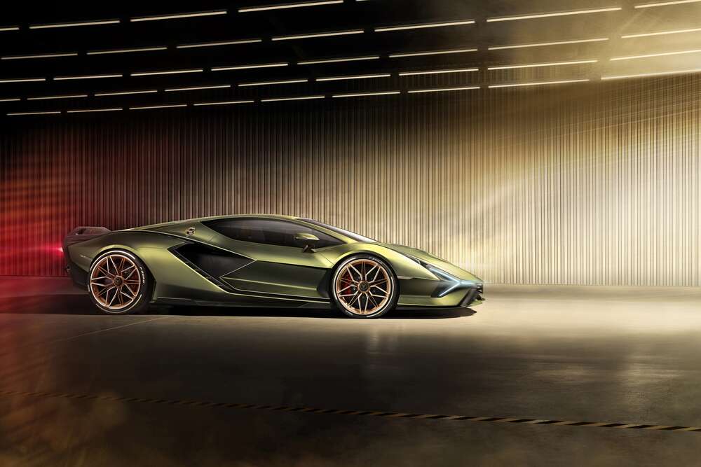 картина-постер Зелений блиск автомобіля Ламборгіні (Lamborghini Sian)