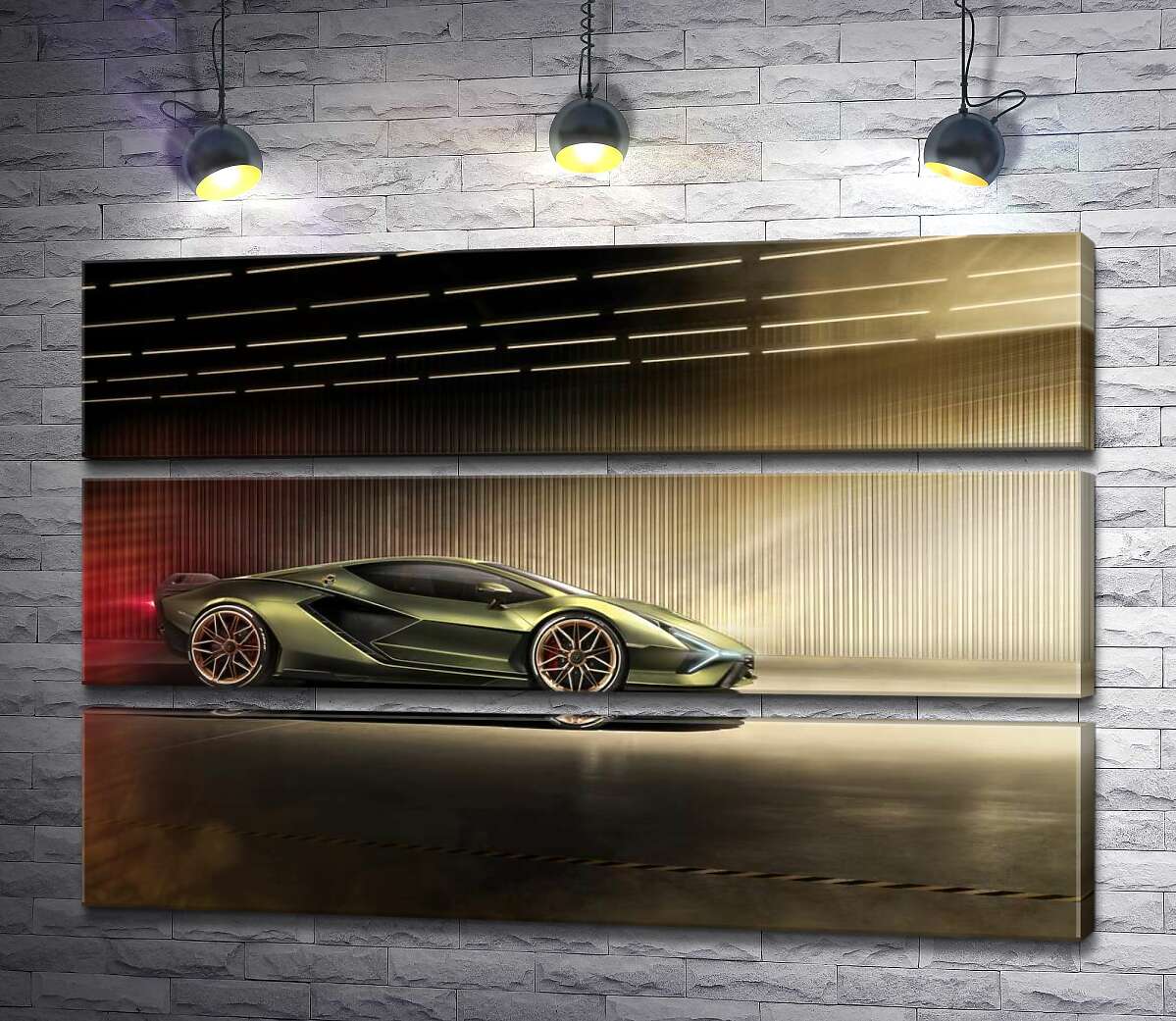 модульна картина Зелений блиск автомобіля Ламборгіні (Lamborghini Sian) (Модуль №15)