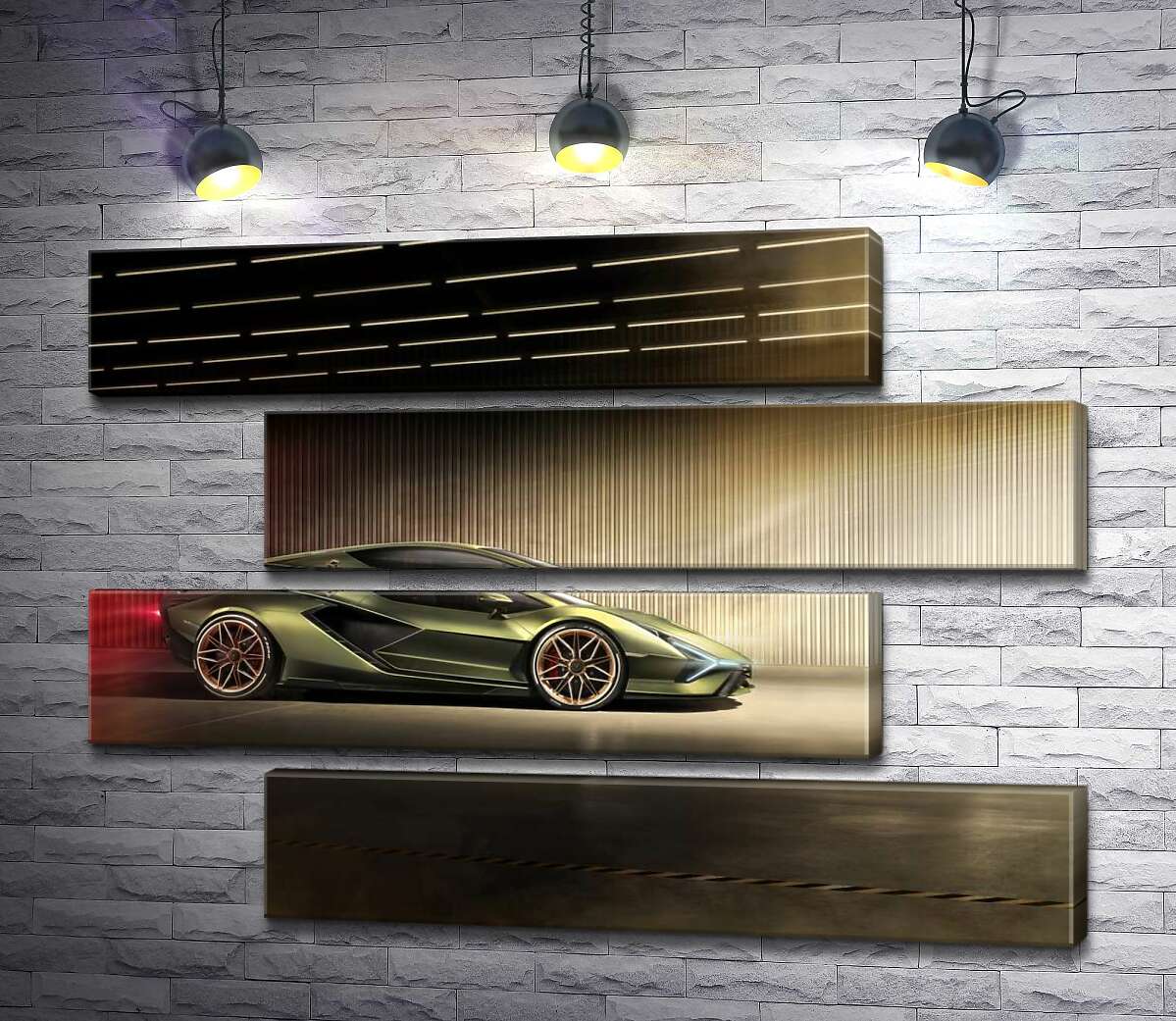модульна картина Зелений блиск автомобіля Ламборгіні (Lamborghini Sian) (Модуль №23)