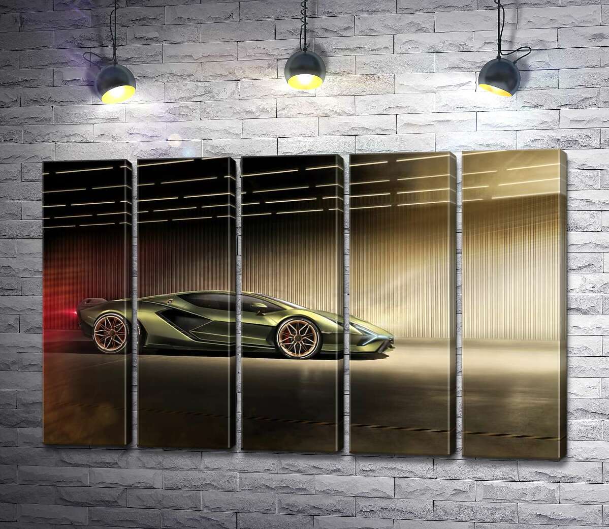 модульна картина Зелений блиск автомобіля Ламборгіні (Lamborghini Sian) (Модуль №26)