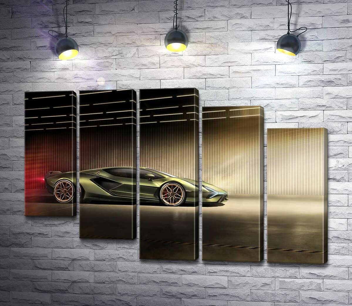 модульна картина Зелений блиск автомобіля Ламборгіні (Lamborghini Sian) (Модуль №28)