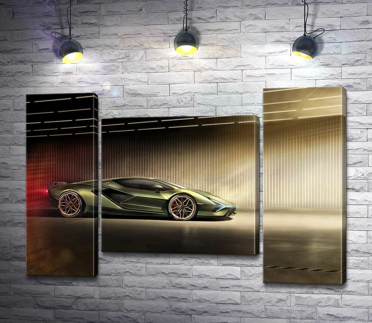 модульна картина Зелений блиск автомобіля Ламборгіні (Lamborghini Sian) (Модуль №11)