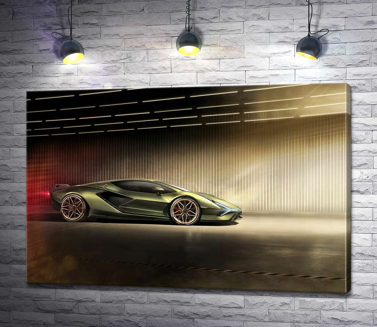 картина Зелений блиск автомобіля Ламборгіні (Lamborghini Sian)
