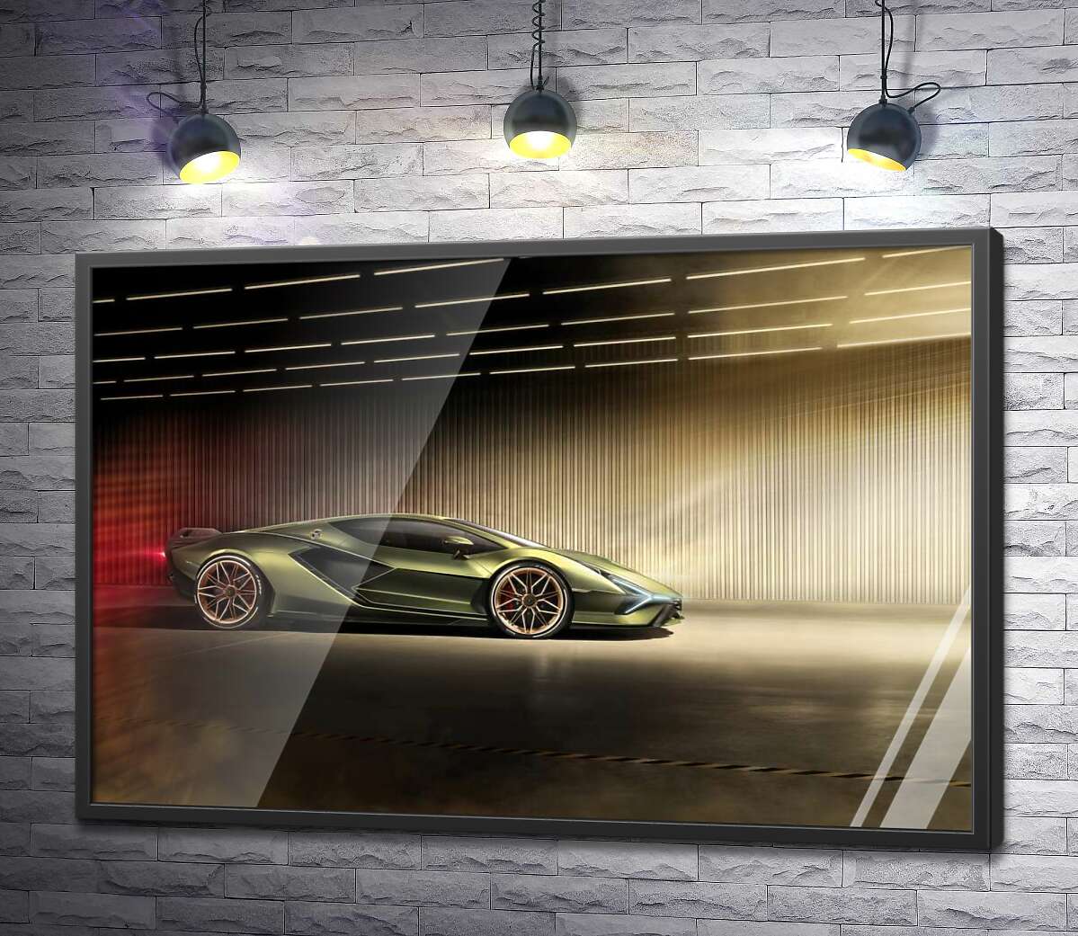 постер Зеленый блеск автомобиля Ламборгини (Lamborghini Sian)