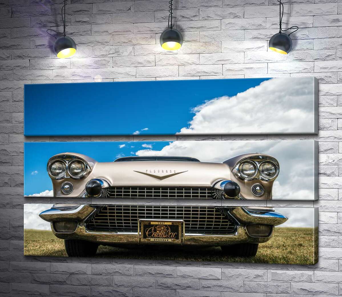 модульна картина Золоте покриття автомобіля Кадилак (Cadillac Eldorado Seville) 1957 року (Модуль №15)