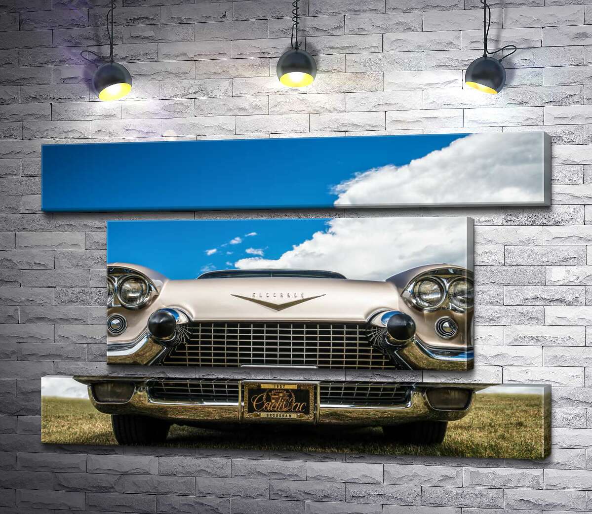 модульна картина Золоте покриття автомобіля Кадилак (Cadillac Eldorado Seville) 1957 року (Модуль №18)