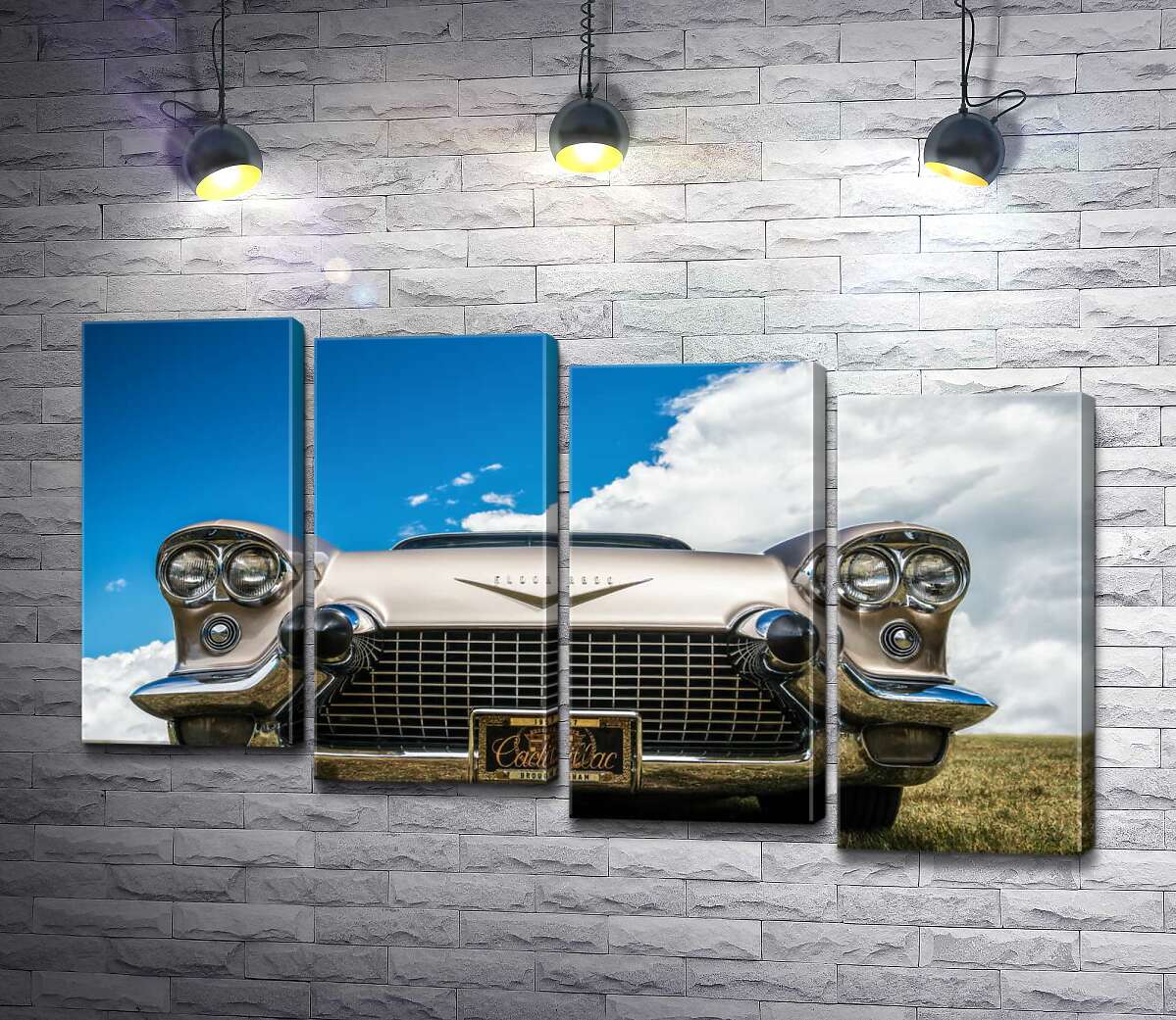 модульна картина Золоте покриття автомобіля Кадилак (Cadillac Eldorado Seville) 1957 року (Модуль №19)