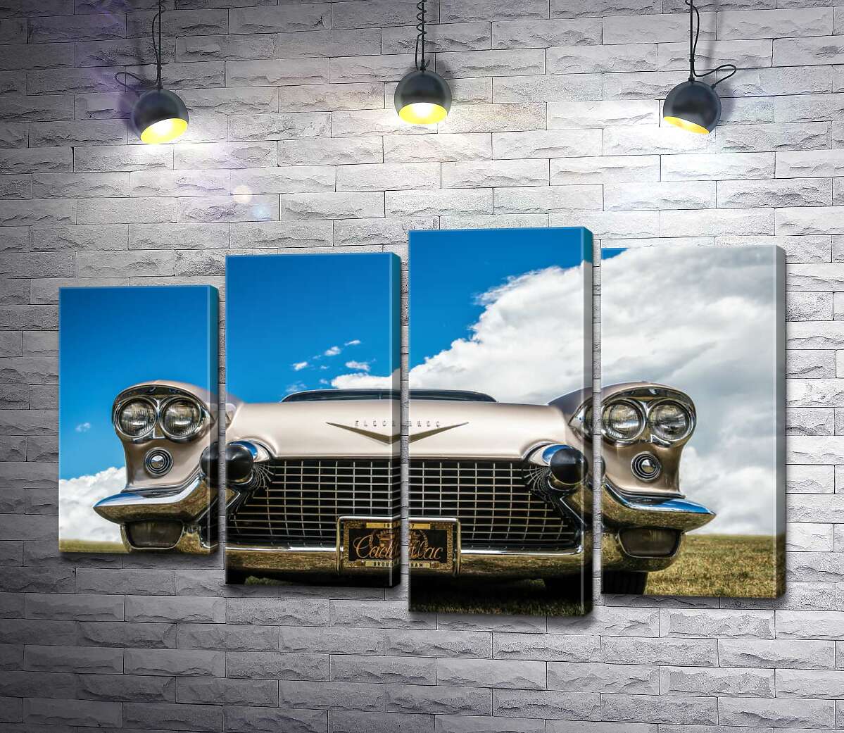 модульна картина Золоте покриття автомобіля Кадилак (Cadillac Eldorado Seville) 1957 року (Модуль №3)