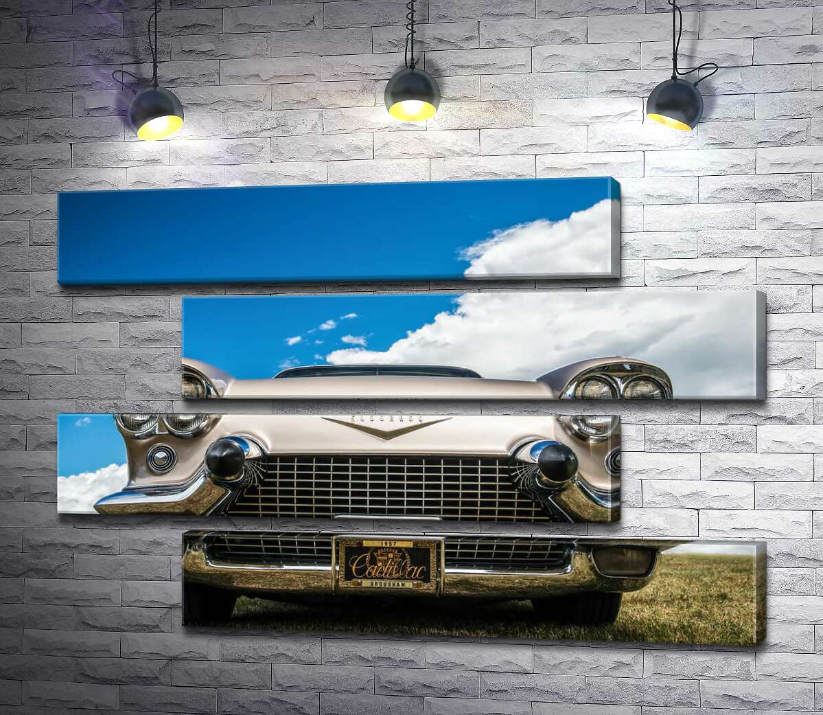 модульна картина Золоте покриття автомобіля Кадилак (Cadillac Eldorado Seville) 1957 року (Модуль №23)