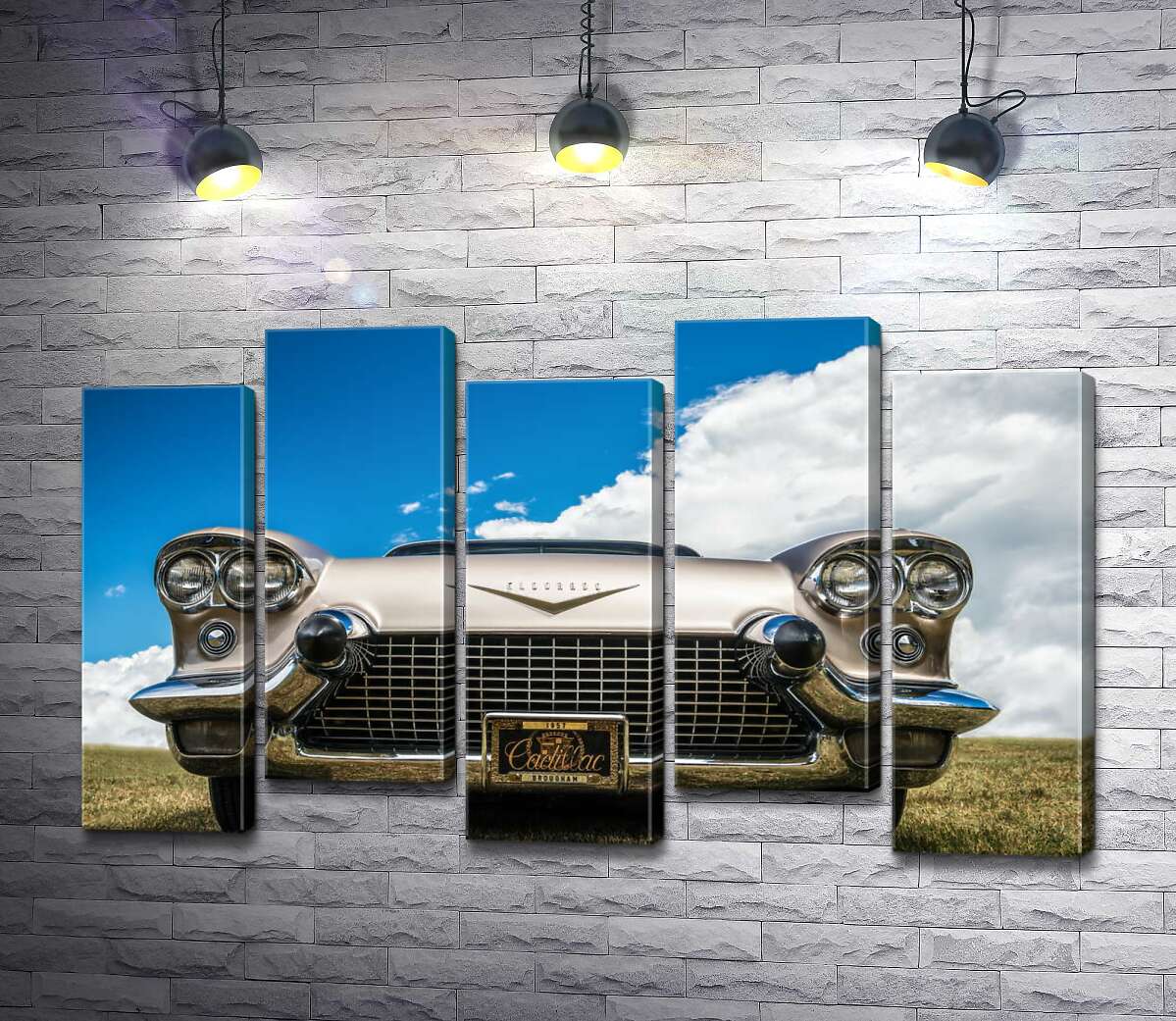 модульна картина Золоте покриття автомобіля Кадилак (Cadillac Eldorado Seville) 1957 року (Модуль №30)