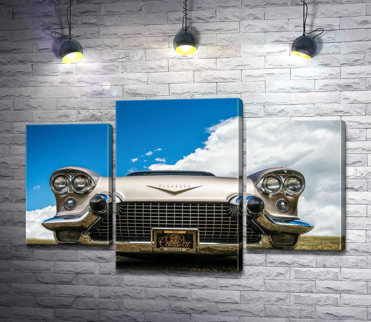модульна картина Золоте покриття автомобіля Кадилак (Cadillac Eldorado Seville) 1957 року (Модуль №10)
