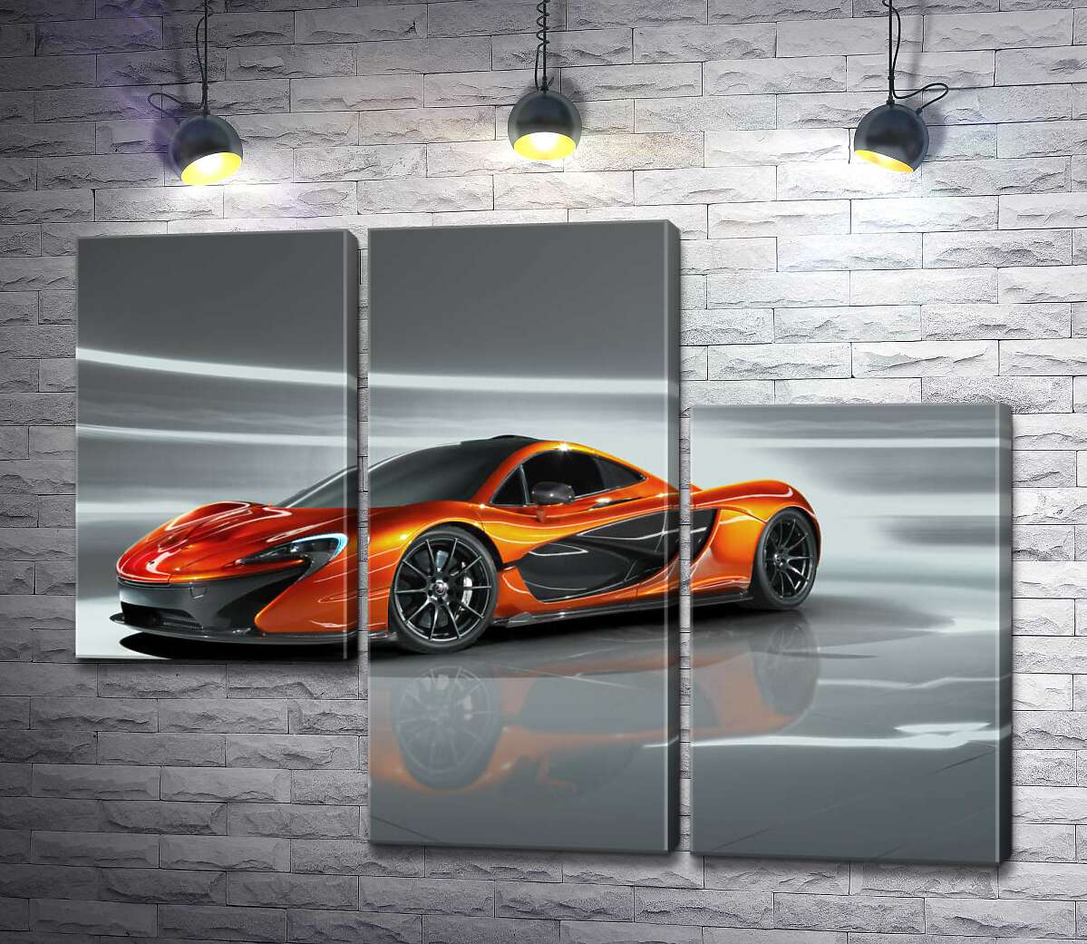 модульная картина Янтарный блеск спортивного автомобиля McLaren P1 (Модуль №13)