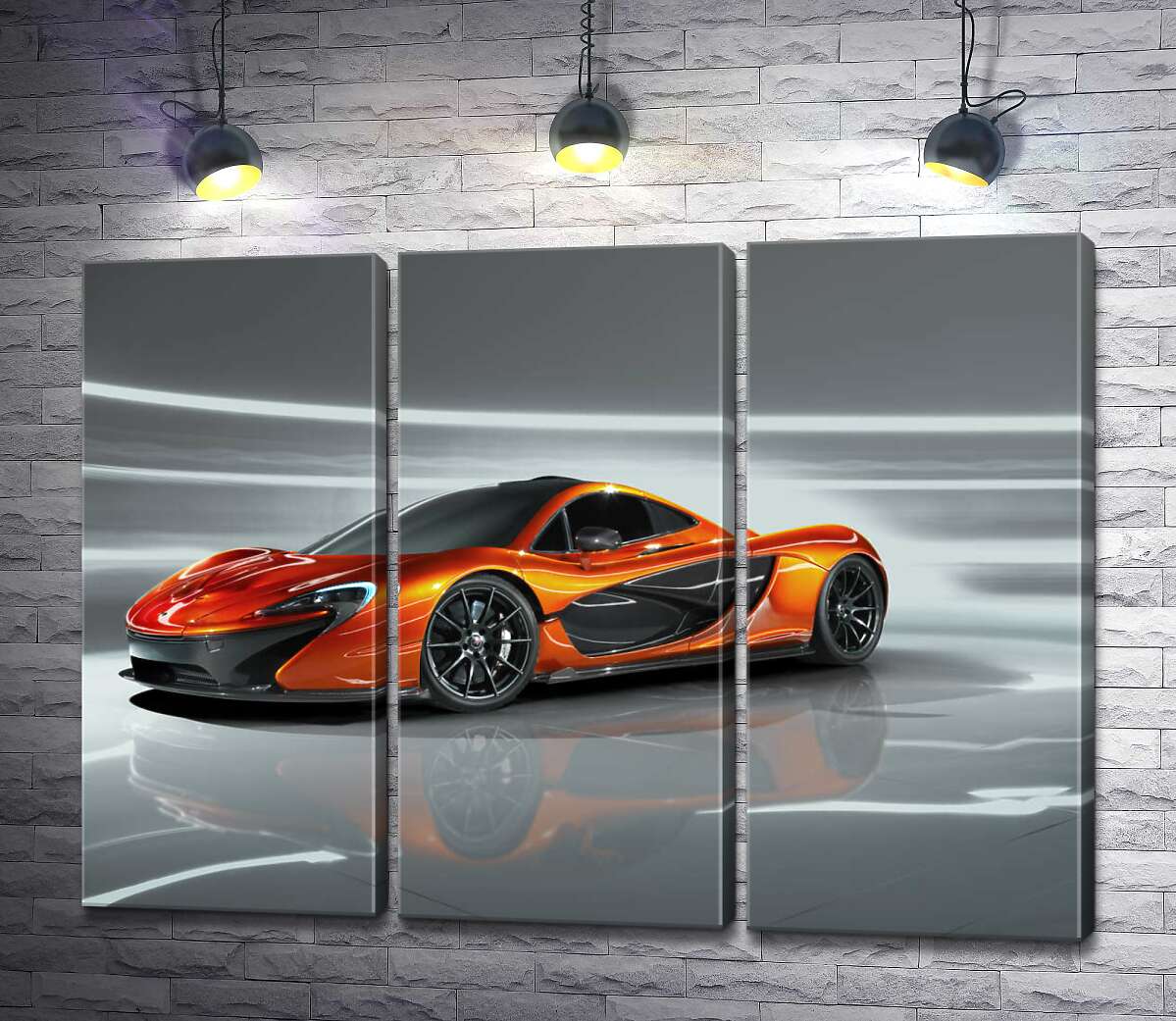 модульна картина Бурштиновий блиск спортивного автомобіля McLaren P1