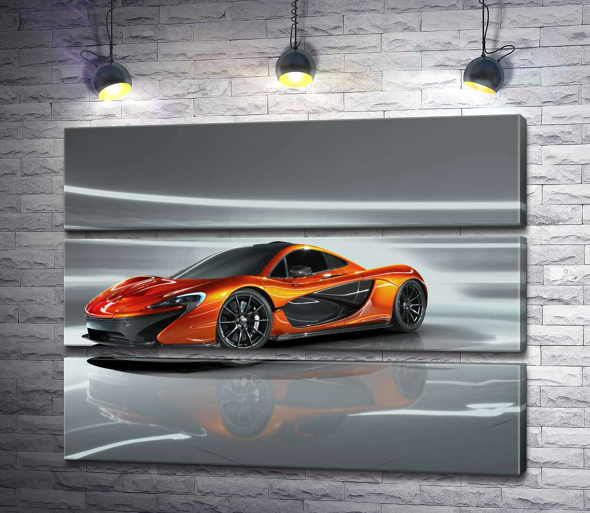 модульная картина Янтарный блеск спортивного автомобиля McLaren P1 (Модуль №15)