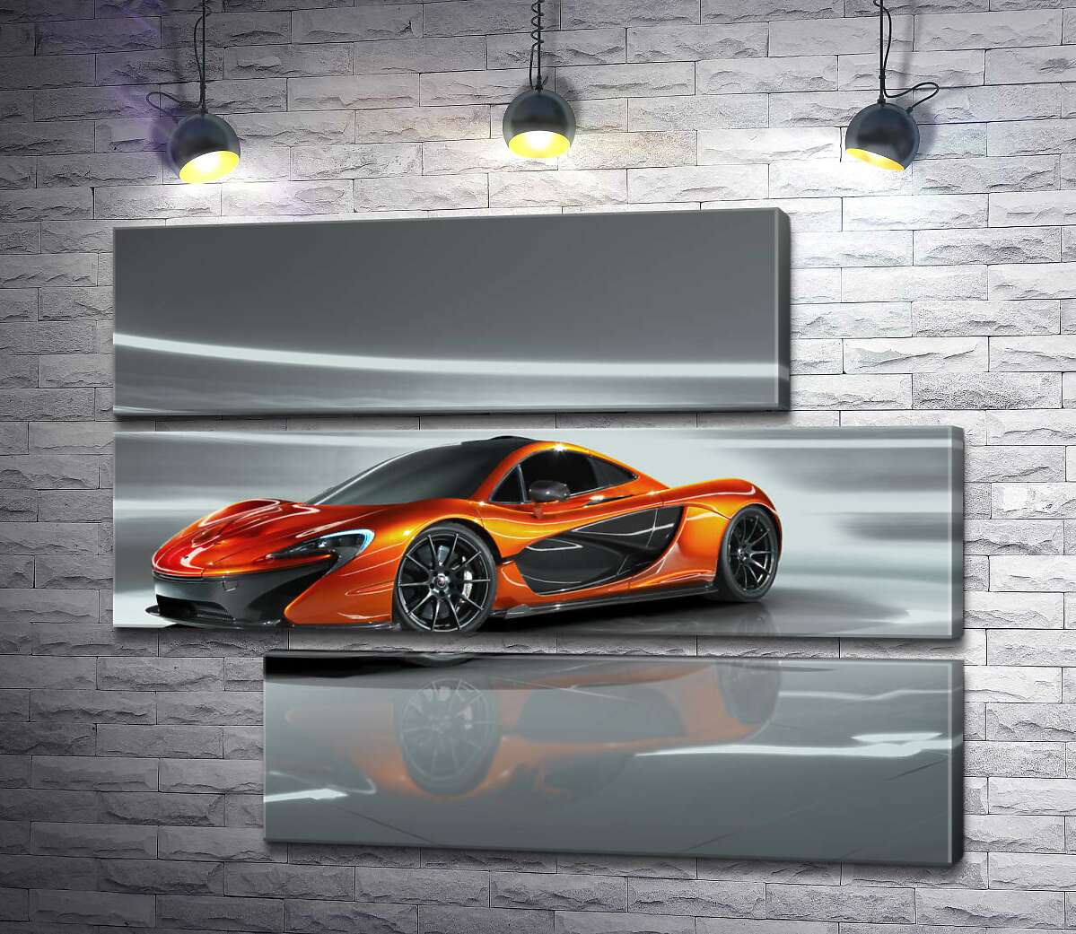 модульная картина Янтарный блеск спортивного автомобиля McLaren P1 (Модуль №16)