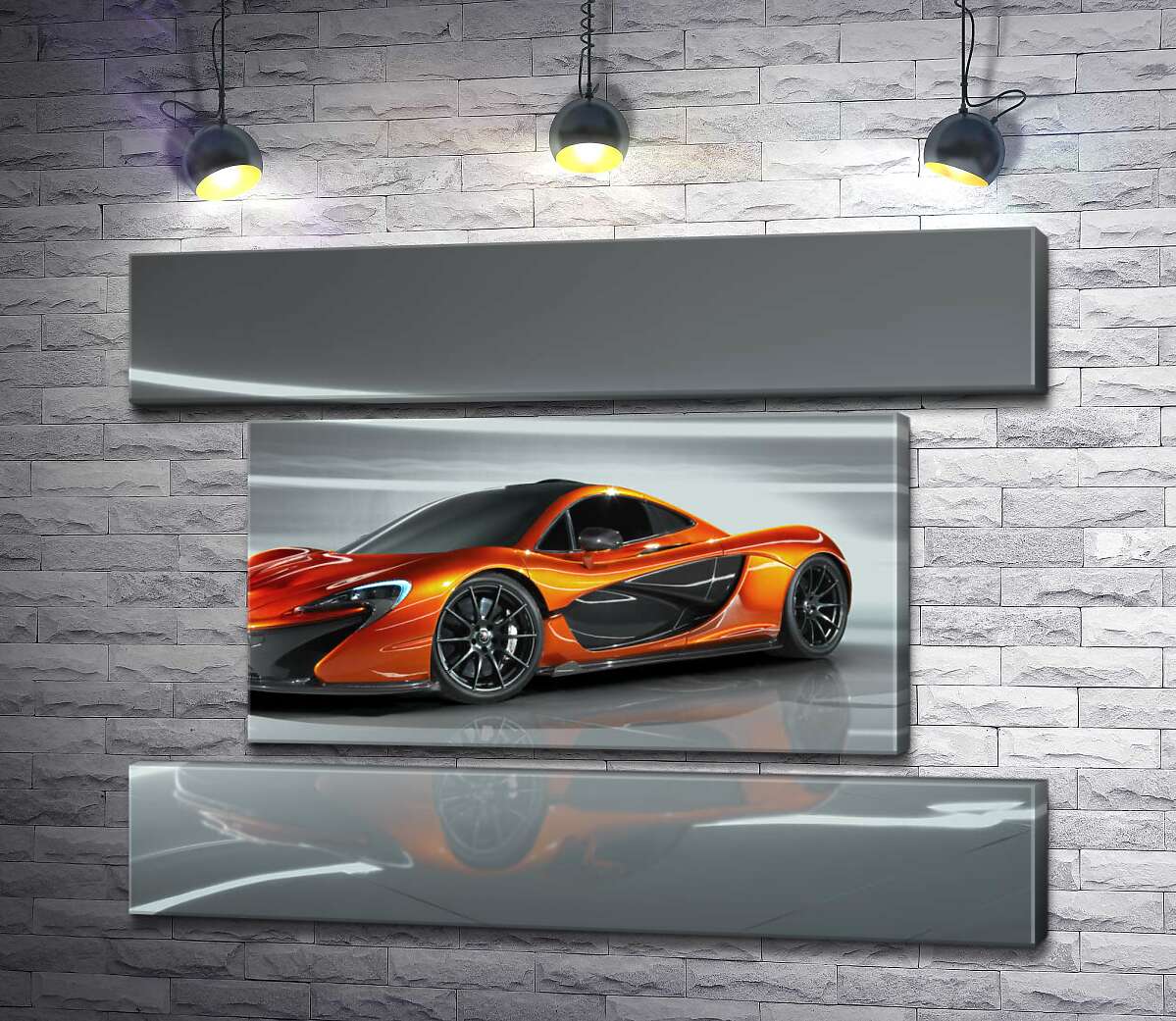 модульна картина Бурштиновий блиск спортивного автомобіля McLaren P1 (Модуль №18)