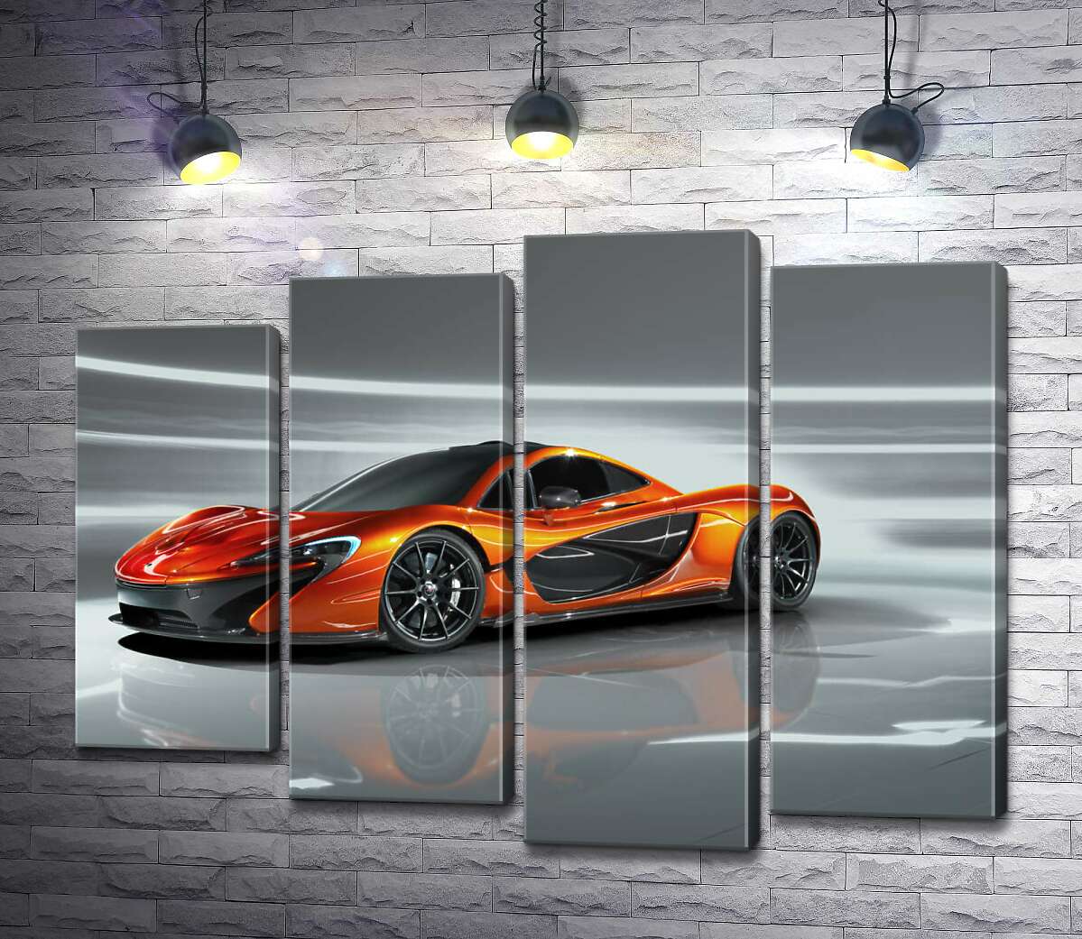 модульна картина Бурштиновий блиск спортивного автомобіля McLaren P1 (Модуль №3)