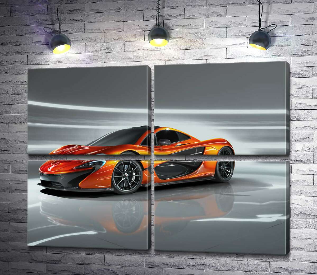 модульная картина Янтарный блеск спортивного автомобиля McLaren P1 (Модуль №25)