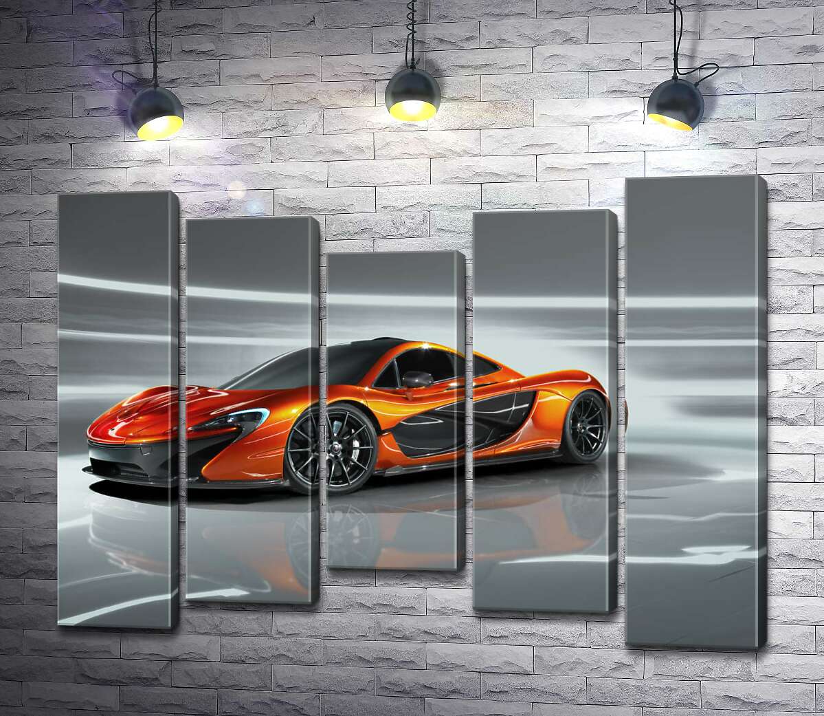 модульная картина Янтарный блеск спортивного автомобиля McLaren P1 (Модуль №27)