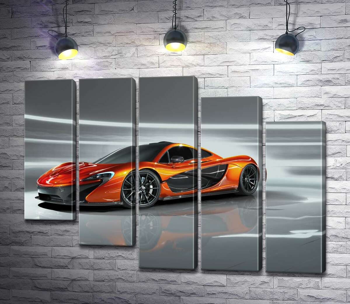 модульная картина Янтарный блеск спортивного автомобиля McLaren P1 (Модуль №28)