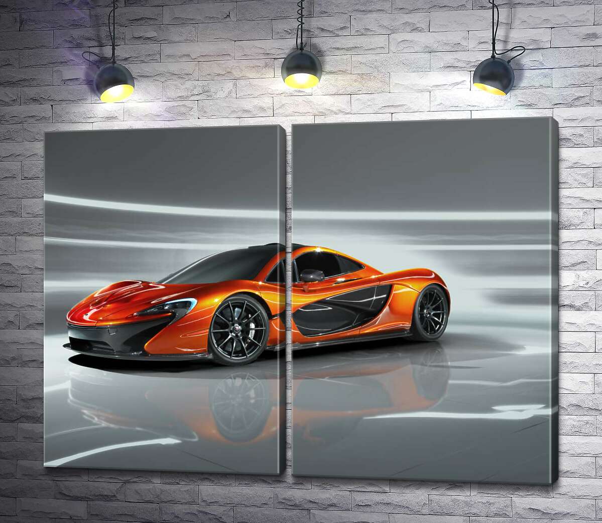 модульная картина Янтарный блеск спортивного автомобиля McLaren P1