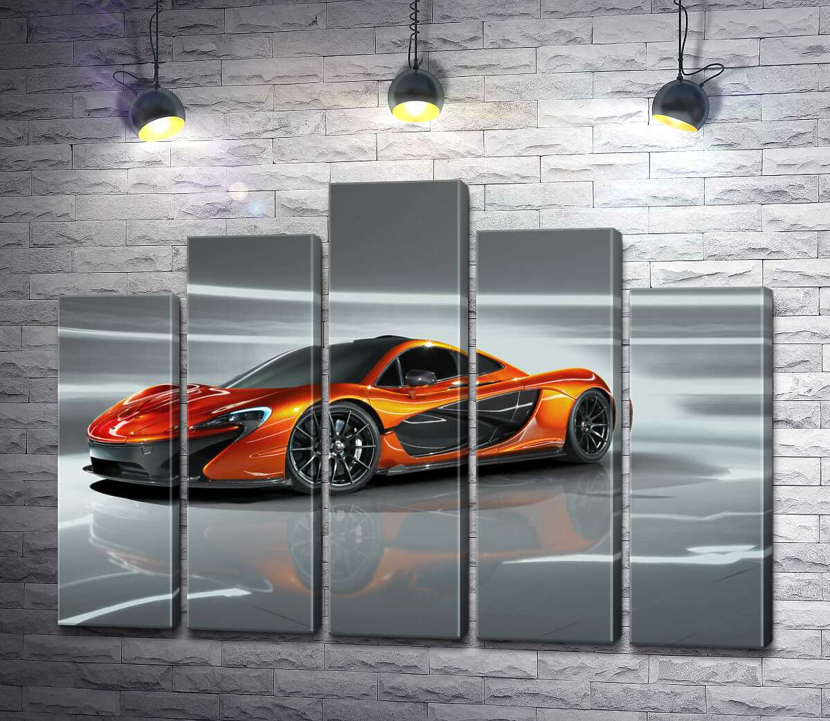 модульная картина Янтарный блеск спортивного автомобиля McLaren P1 (Модуль №29)