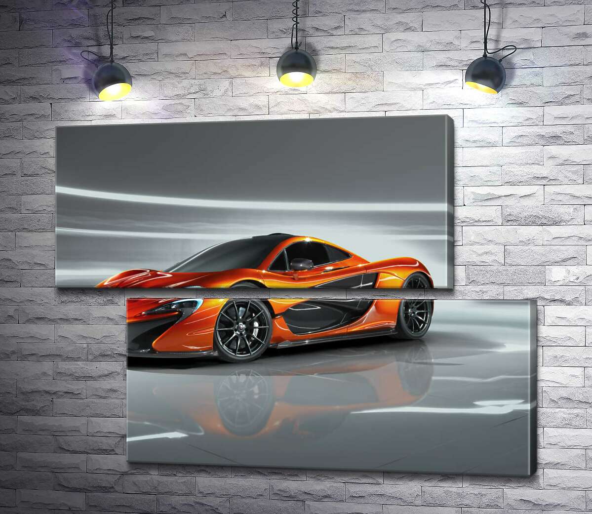 модульная картина Янтарный блеск спортивного автомобиля McLaren P1 (Модуль №8)