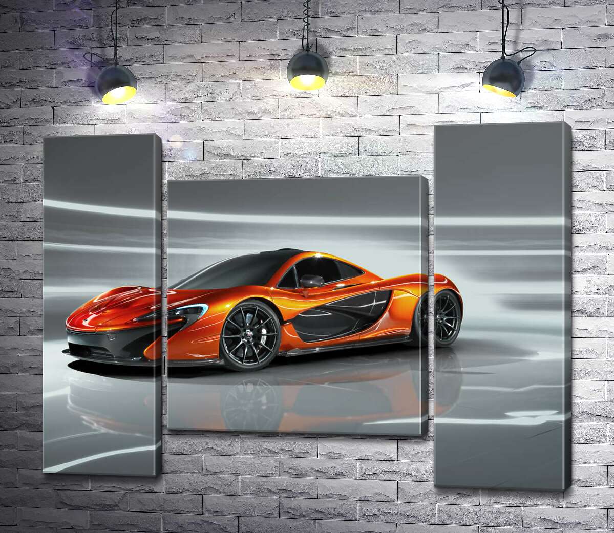 модульная картина Янтарный блеск спортивного автомобиля McLaren P1 (Модуль №11)
