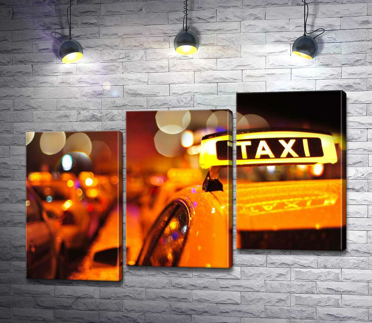 модульна картина Жовтий маячок "Taxi" на даху автомобіля (Модуль №14)