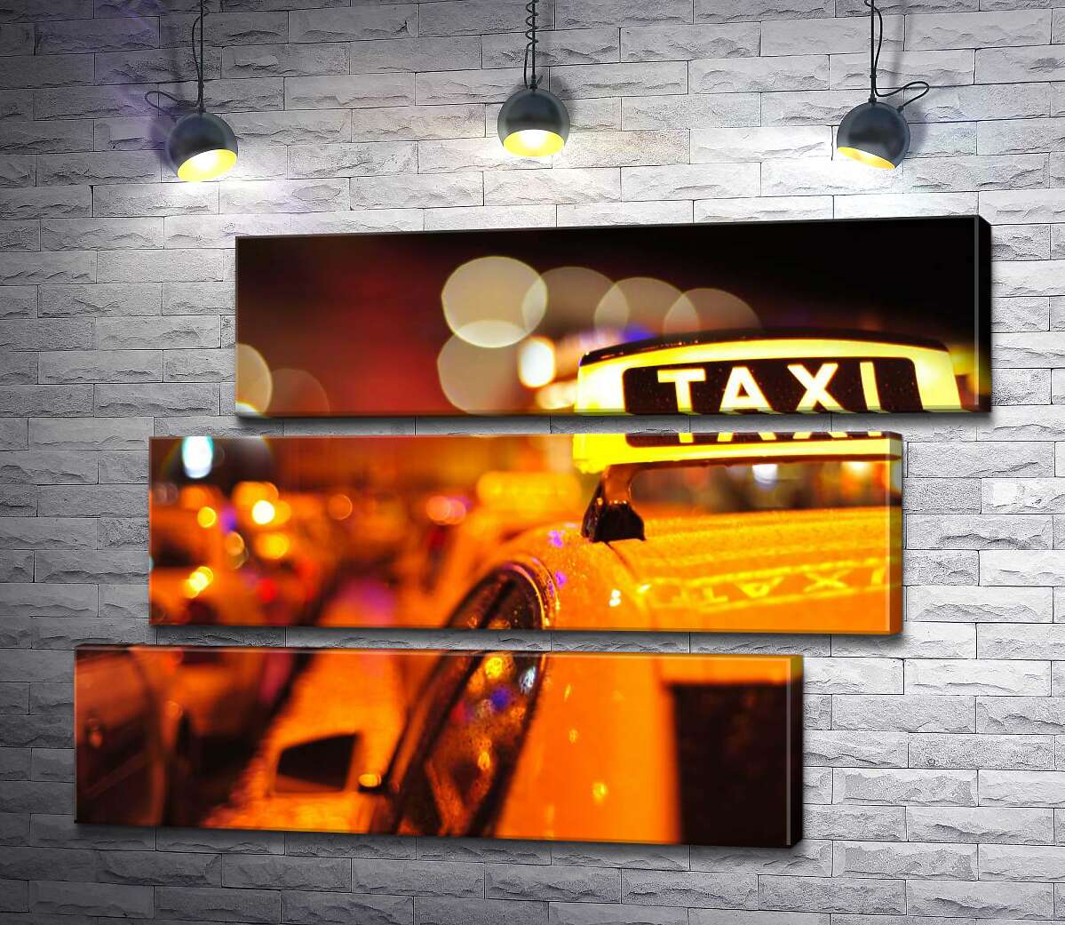 модульна картина Жовтий маячок "Taxi" на даху автомобіля (Модуль №17)