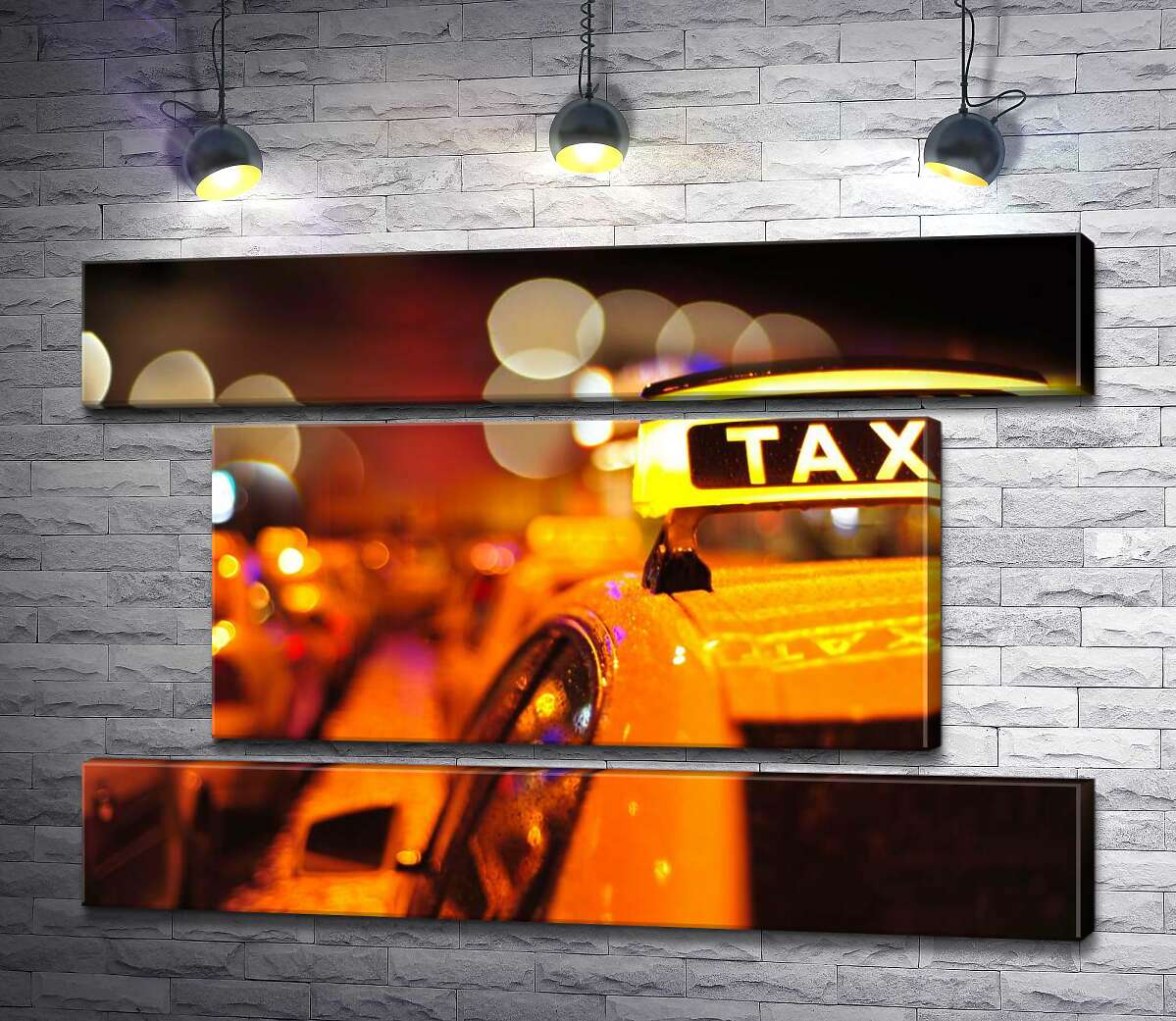 модульная картина Желтый маячок "Taxi" на крыше автомобиля (Модуль №18)