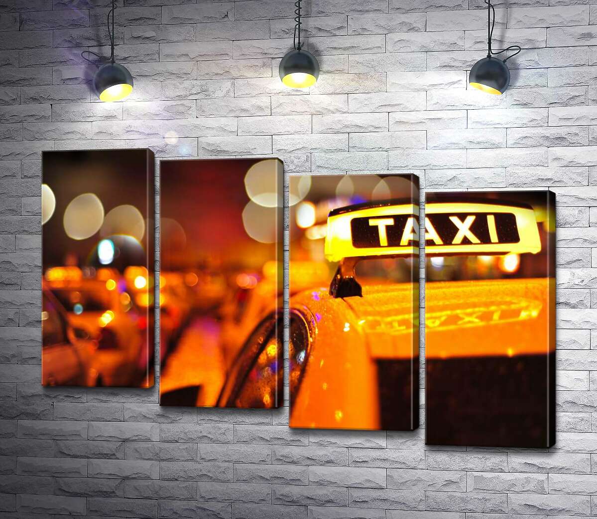 модульна картина Жовтий маячок "Taxi" на даху автомобіля (Модуль №19)