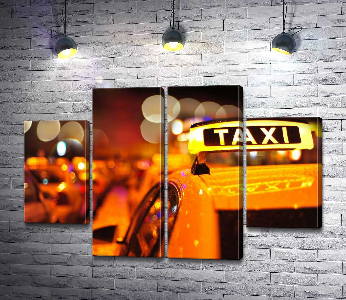 модульная картина Желтый маячок "Taxi" на крыше автомобиля (Модуль №20)