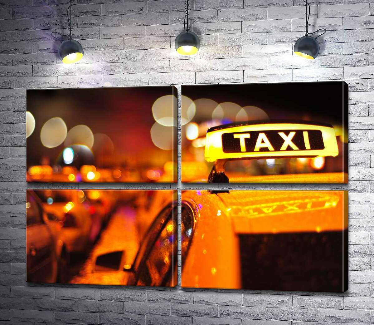 модульна картина Жовтий маячок "Taxi" на даху автомобіля (Модуль №25)