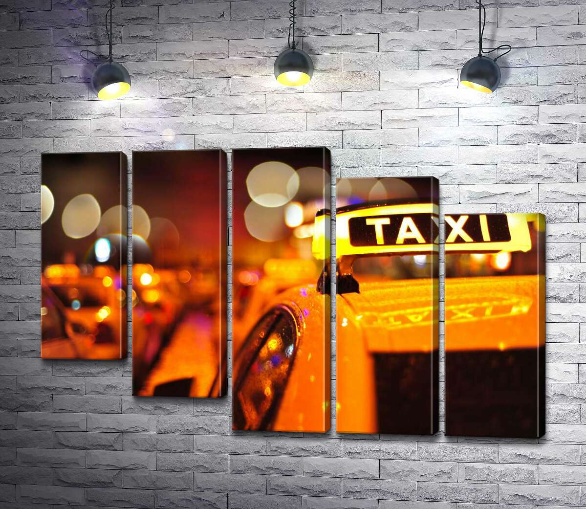 модульна картина Жовтий маячок "Taxi" на даху автомобіля (Модуль №28)