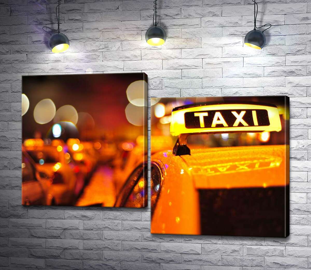 модульна картина Жовтий маячок "Taxi" на даху автомобіля (Модуль №9)