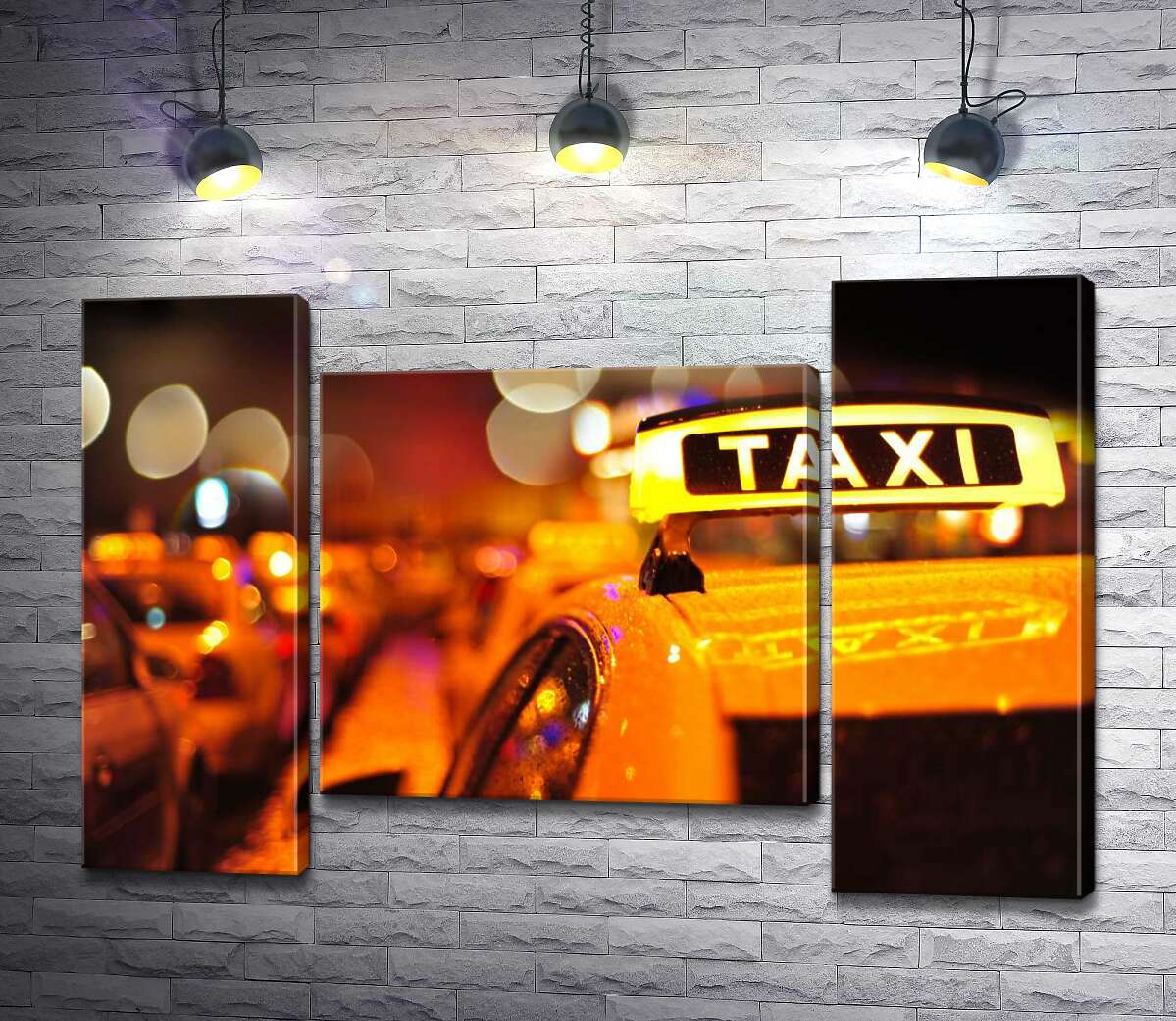 модульная картина Желтый маячок "Taxi" на крыше автомобиля (Модуль №11)
