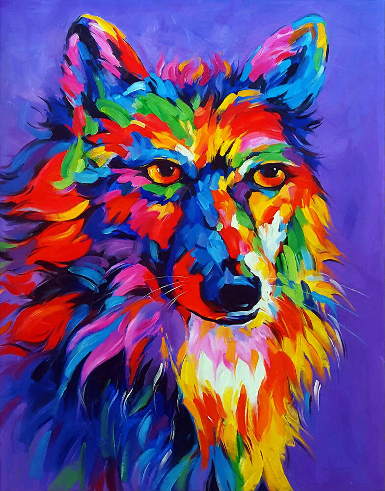 картина-постер Кольорова шерсть вовка