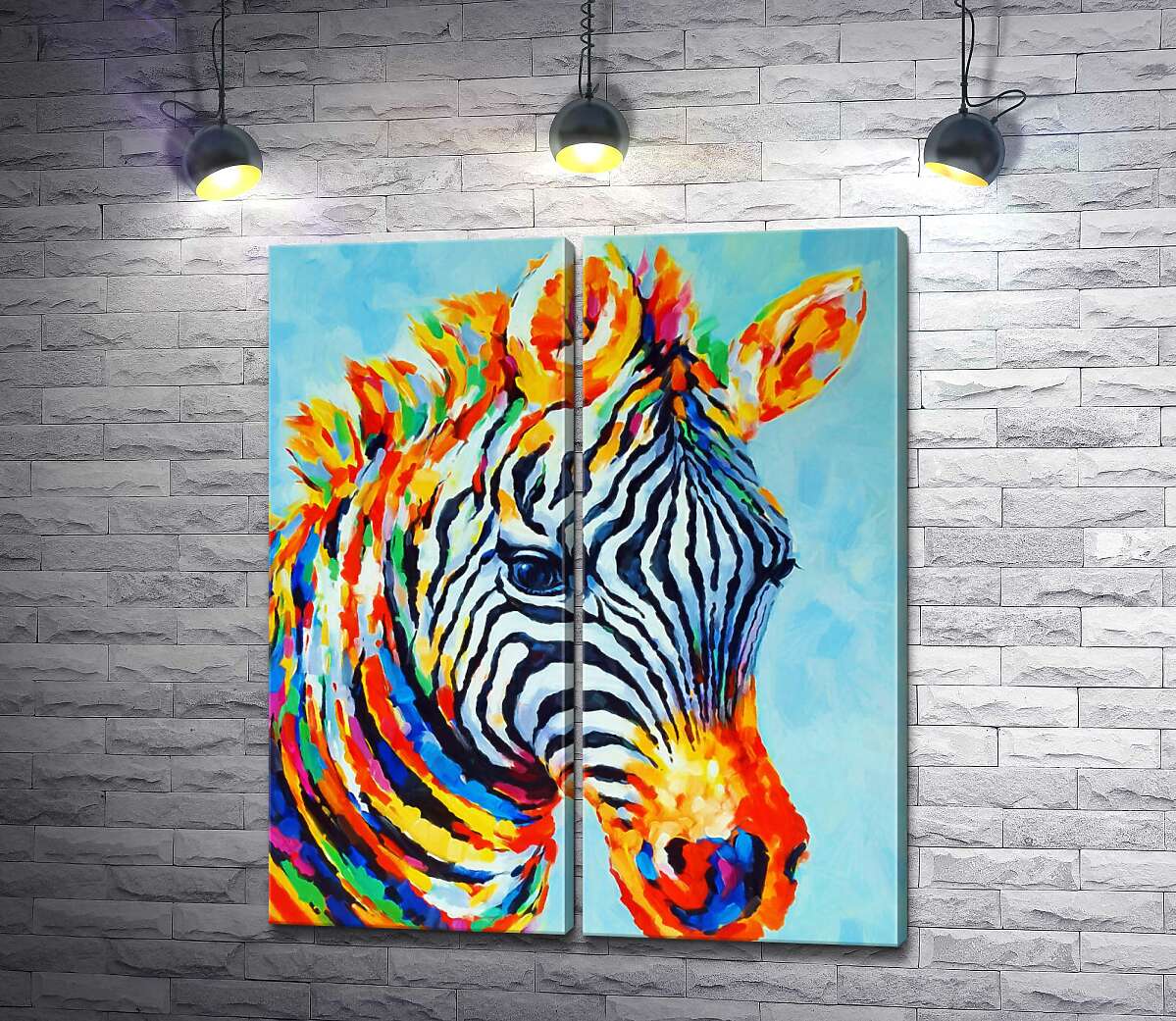 модульная картина Богатые на цвета полоски зебры