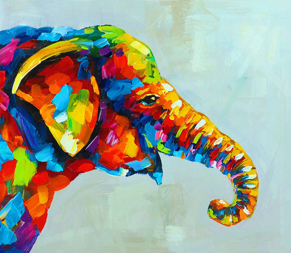 картина-постер Красочный слоненок протягивает свой хобот