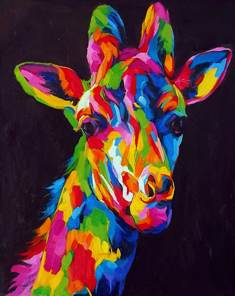 картина-постер Контраст цветов в силуэте жирафа