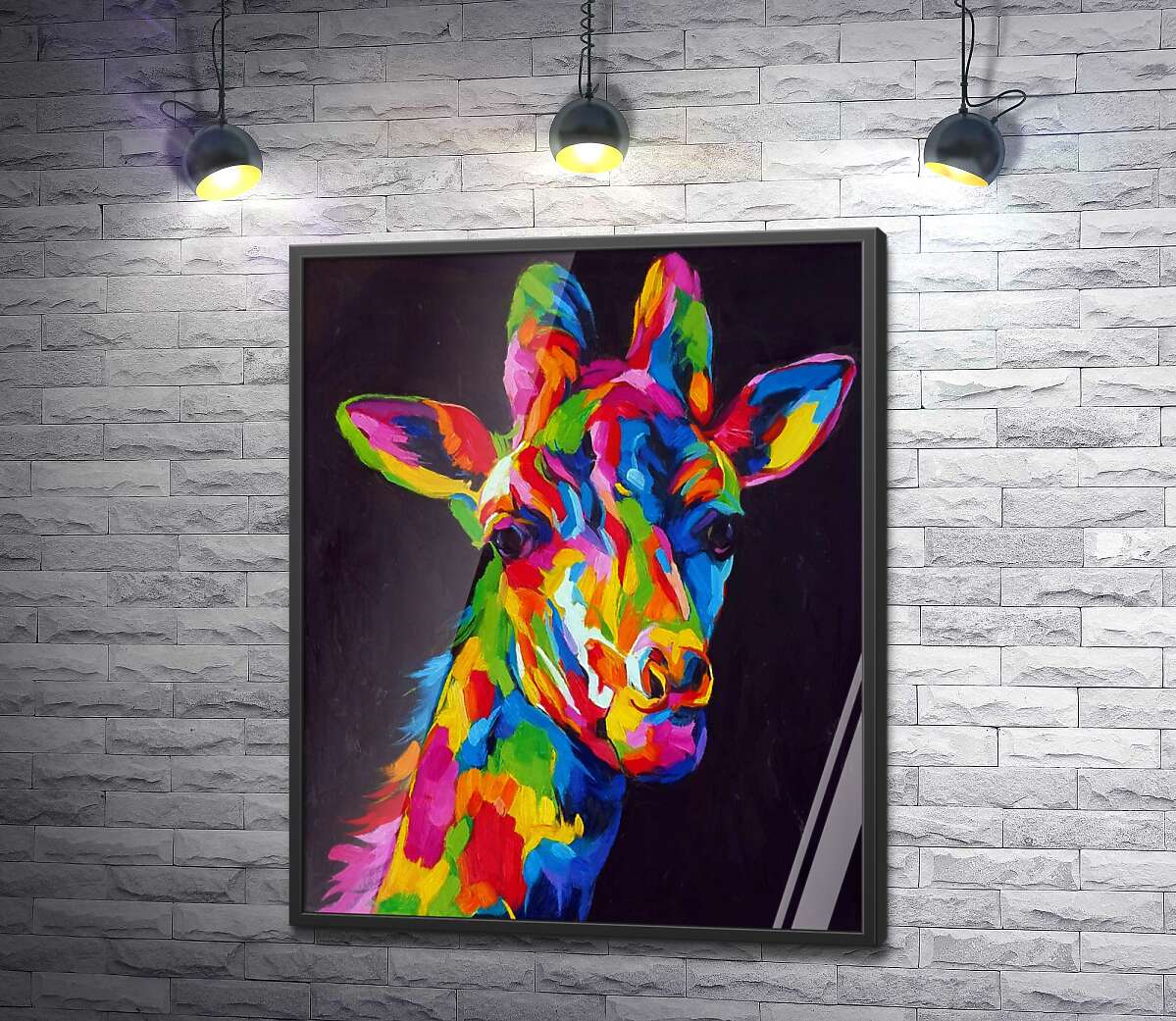 постер Контраст кольорів в силуеті жирафи