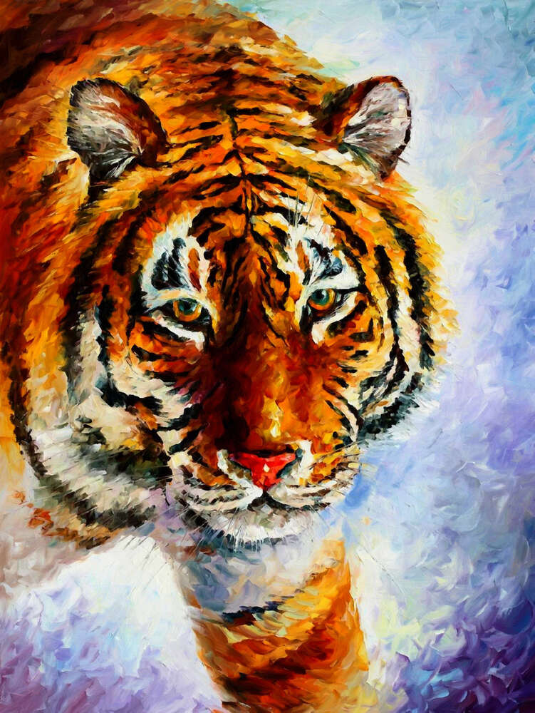 картина-постер Амурський тигр крокує по засніженій землі