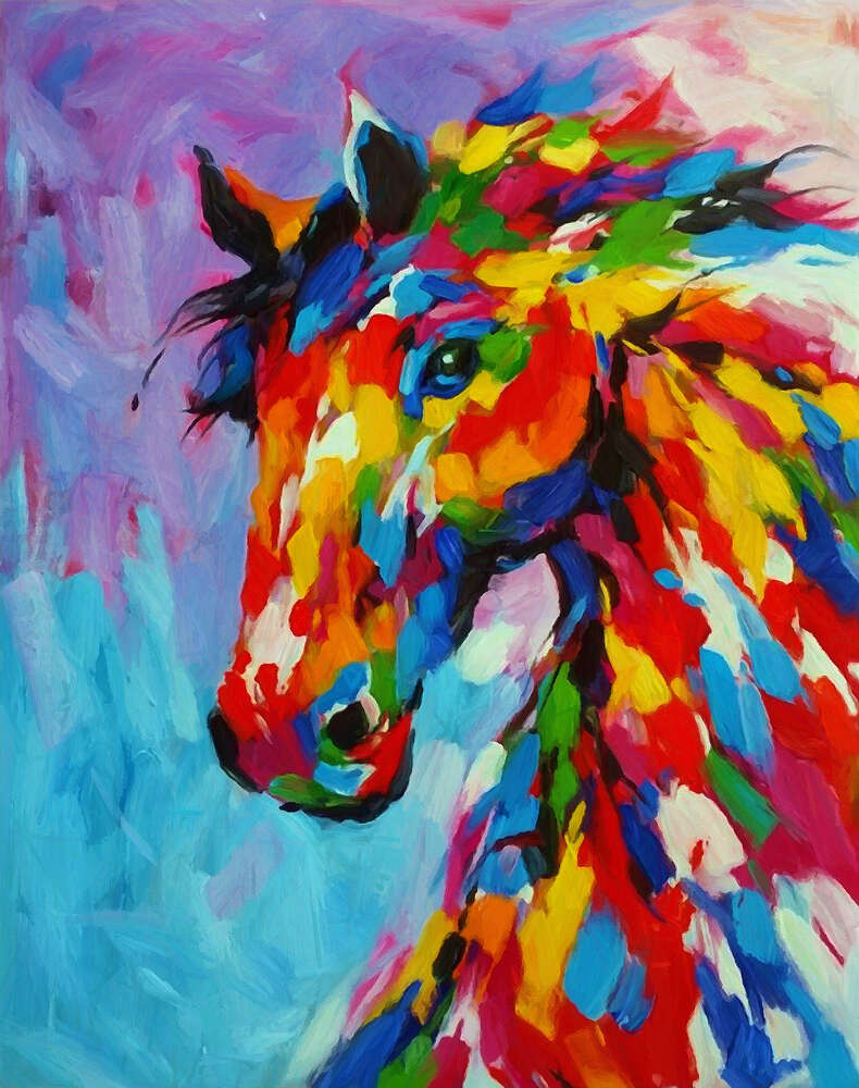 картина-постер Радужная грива коня игриво развевается