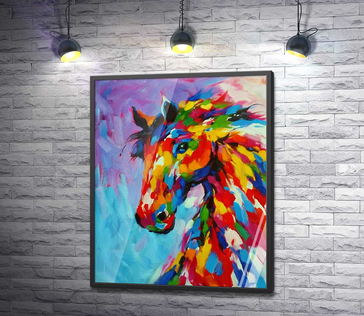 постер Радужная грива коня игриво развевается