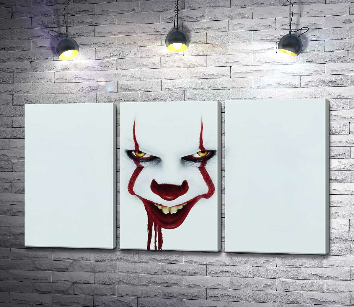 модульна картина Жахаюча посмішка клоуна-вбивці Пеннівайза (Pennywise) - героя фільму жахів "Воно" (It)