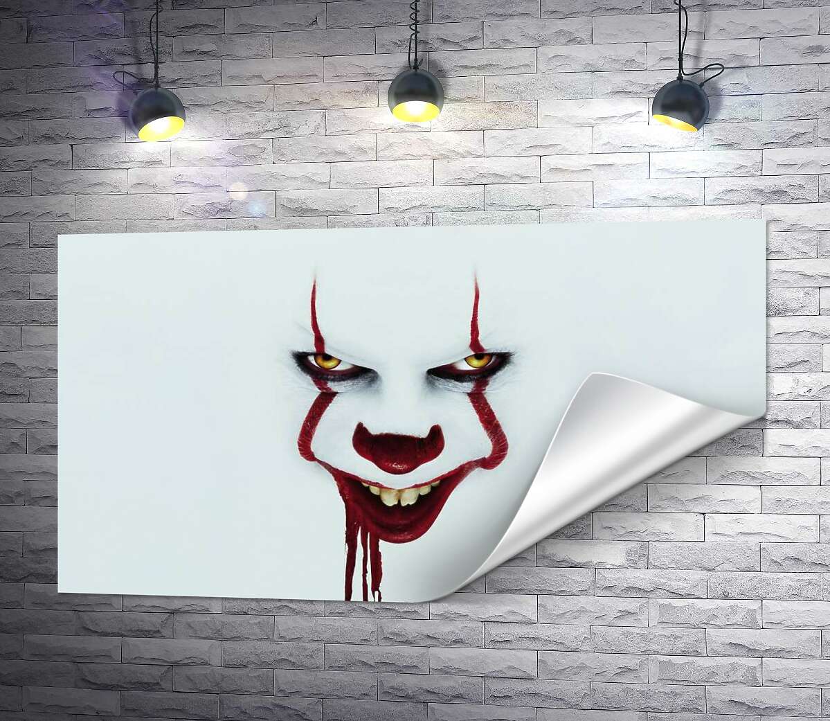 печать Ужасающая улыбка клоуна-убийцы Пеннивайза (Pennywise) – героя фильма ужасов "Оно" (It)